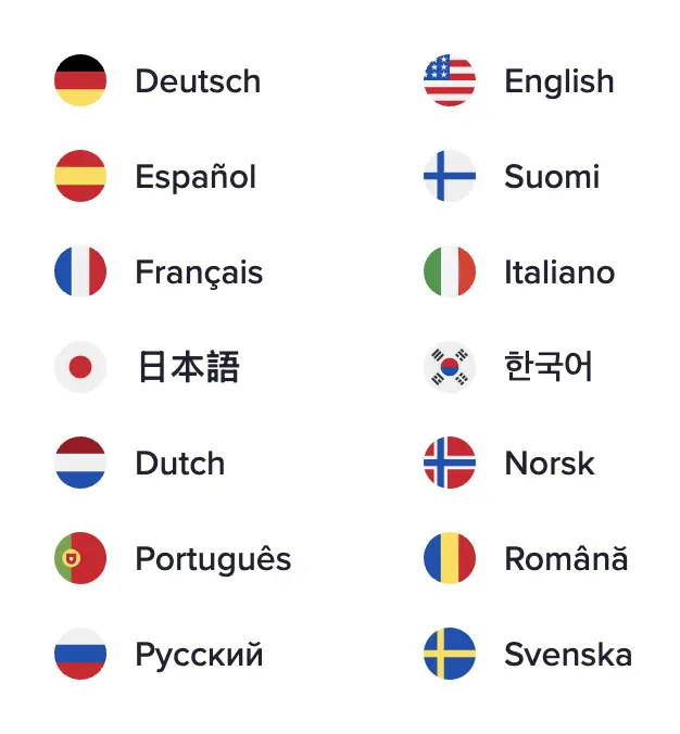 Idiomas Compatibles con la Interfaz de CamMatch