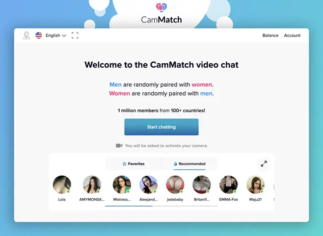 Captura de Pantalla del Sitio Web de CamMatch