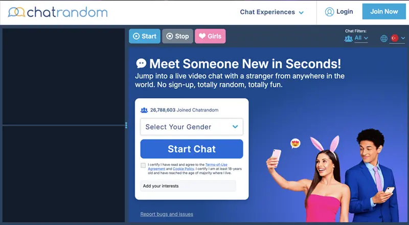 Captura de Pantalla del Sitio Web de Chatrandom