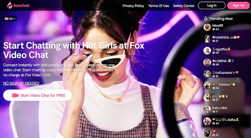 Captura de pantalla del sitio Fox Live Video Chat