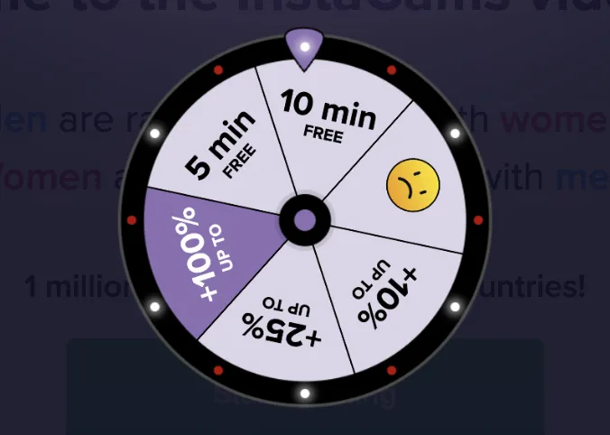 Rueda de Instacams para conseguir minutos extra